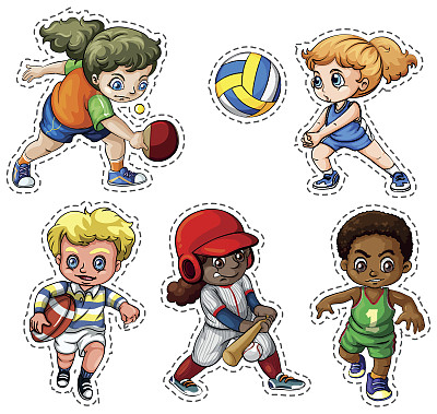 孩子们做不同类型的运动图片下载