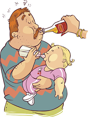 矢量插图的父亲喂养孩子图片下载