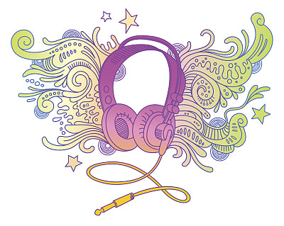 手绘耳机涂鸦装饰图片下载