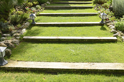 草地上楼梯图片下载