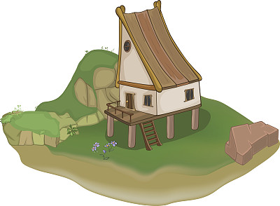 用于电脑游戏的旧房子插图图片下载