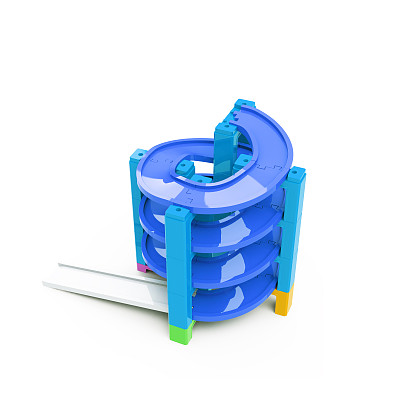 螺旋轨道堆叠块，3D插图图片下载