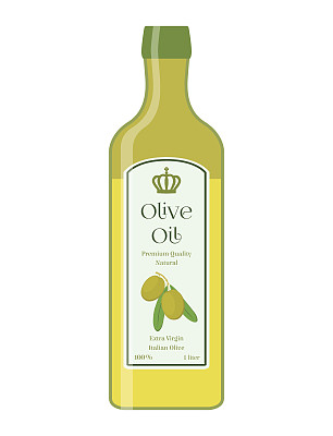 橄榄油，一瓶天然油。有机液体。矢量图图片下载