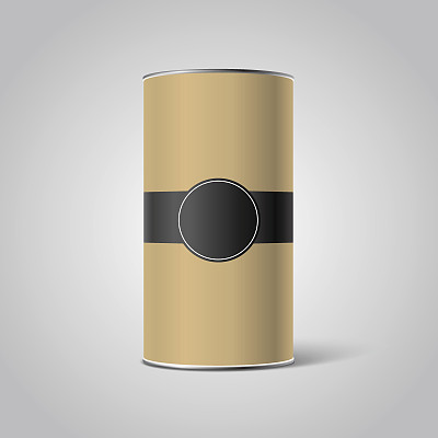 牛皮纸纸板空白锡罐包装模型，黑色吊牌，标签图片下载