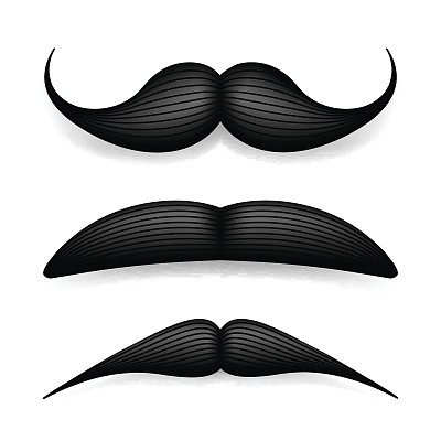 胡子孤立在白色上。黑色矢量复古胡子。面部的头发。理发店。复古的集合。文艺范儿十足的大胡子图片下载