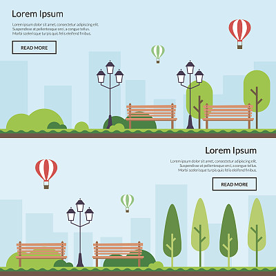 城市里的公园。休闲的地方。城市的轮廓。向量,EPS10。图片下载