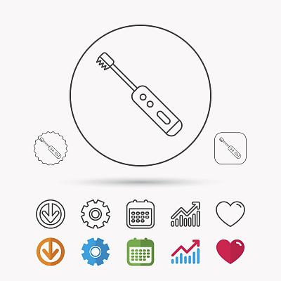 电动牙刷图标。牙齿清洁的迹象。图片下载