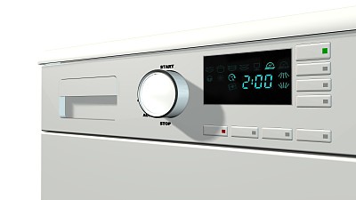 现代独立式洗碗机孤立在白色图片下载