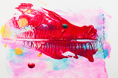 图片上的红色龙的彩色背景图片下载