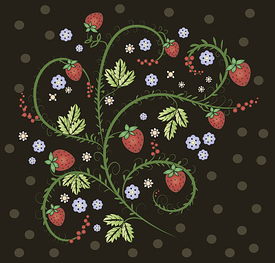 图案与草莓在白色的背景图片下载