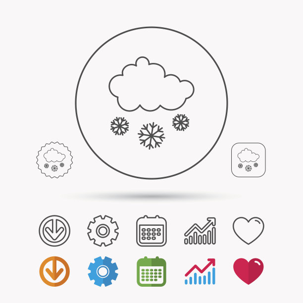 雪图标。雪花带着云的标志。图片下载