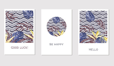 一套创造性的普遍花卉卡在热带风格图片下载