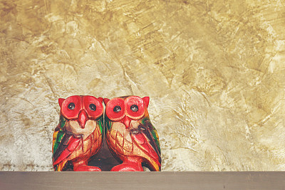两只木雕猫头鹰图片下载