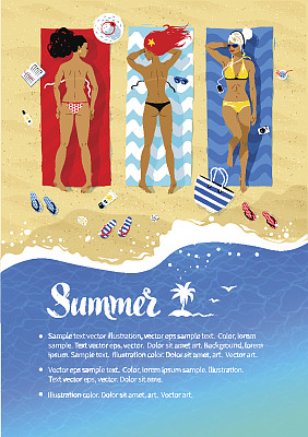 传单设计，家人躺在沙滩上图片下载