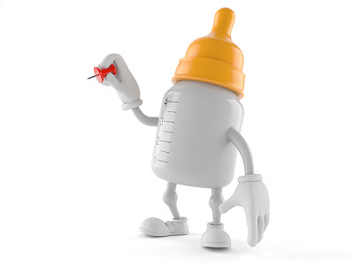 婴儿奶瓶人物拿着图钉图片下载