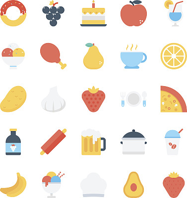食物颜色的矢量图标图片下载