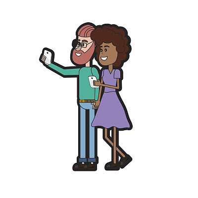 漂亮的发型和手拿智能手机图片下载