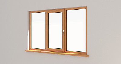 窗口。白色的墙。孤立的窗口。木制窗口。3 d。3 d渲染。图片下载