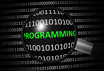 二进制代码与编程和放大镜头图片下载