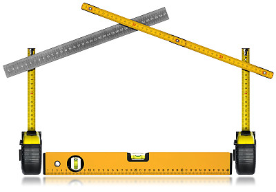 房屋形状中的工作工具图片下载