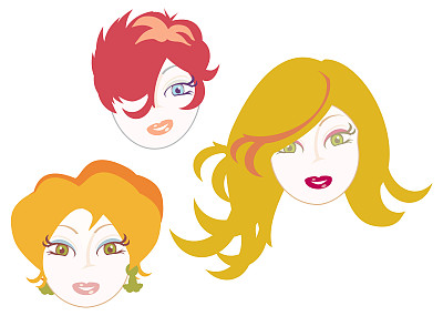 女人脸上带着红发矢量图片下载