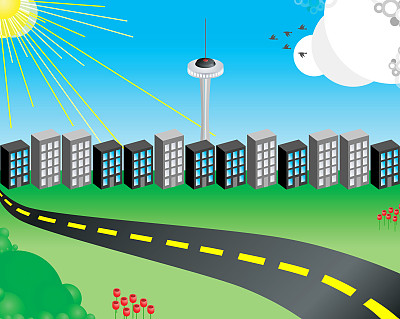 城市天际线:天向量图片下载