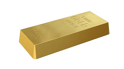 1000g金条隔离在白色背景上图片下载
