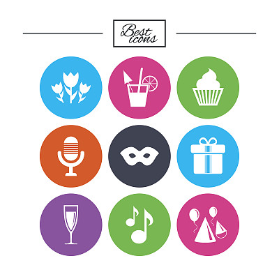 派对庆祝，生日图标。鸡尾酒。图片下载