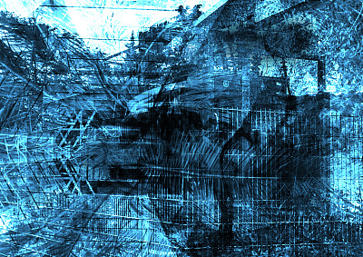 蓝色的拼贴画2图片下载