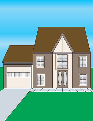 带车库的房子-矢量图片下载