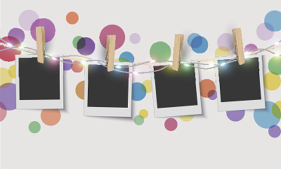 彩色圆点挂空白相框图片下载