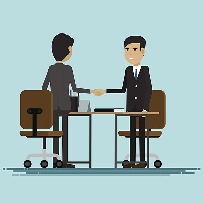 商人握手伙伴，矢量插图素材图片