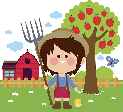 农场里的男孩图片下载