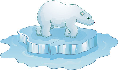 卡通北极熊站在浮冰上图片下载