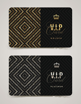 VIP金卡及白金卡模板。矢量插图。图片下载