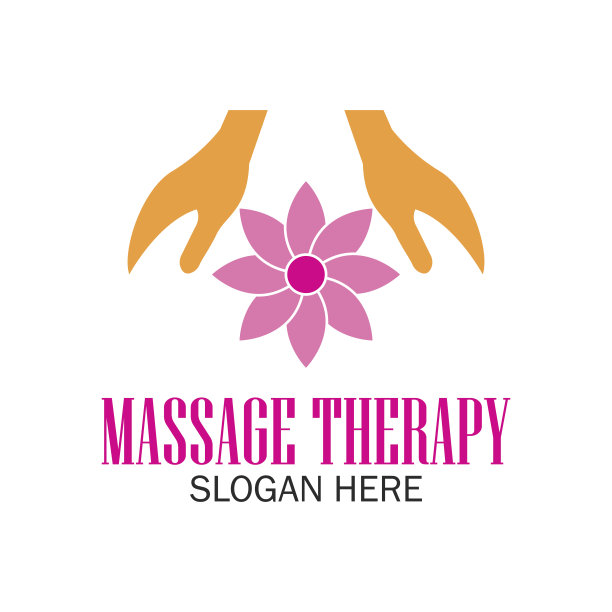 按摩疗法图标与文字空间为您的口号/标语，矢量插图图片下载