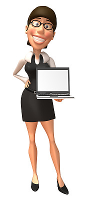 手提电脑的商务女性图片下载