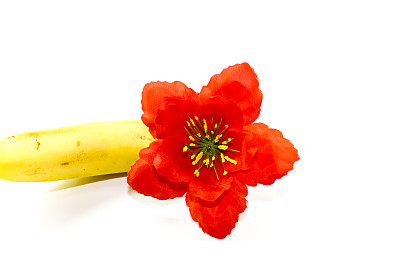 带花新鲜黄香蕉图片下载