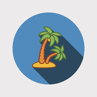 棕榈热带树木。岛图标图片下载