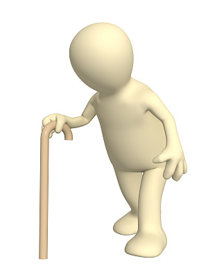 老木偶，拄着拐杖图片下载