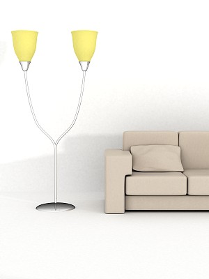 白色背景的落地灯和沙发图片下载