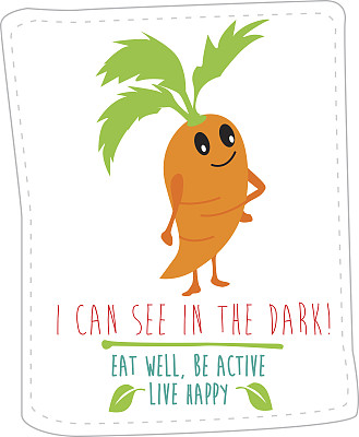 健康饮食插画基于简单的折叠风格字符，胡萝卜图片下载