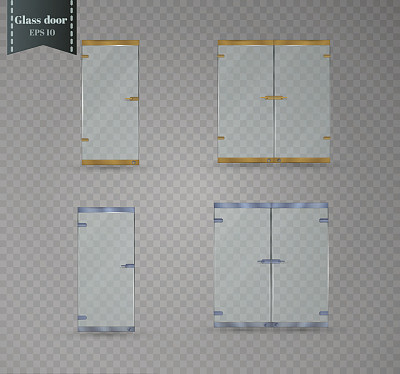玻璃门隔离在一个透明的背景。矢量插图的一个光滑的办公室或精品图片下载