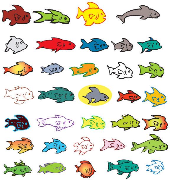 33条鱼(和一条鲨鱼!)插图图片下载