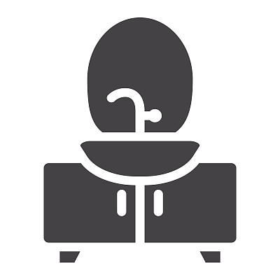 脸盆固体图标，家具和室内元素，矢量图形，白色背景上的线性模式，eps 10。图片下载