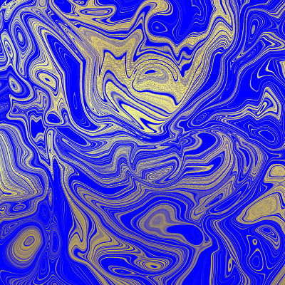 金色和蓝色液体纹理，大理石抽象迷幻图案素材图片