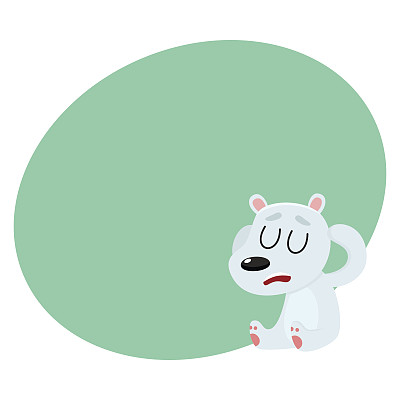 北极熊头痛，闭着眼睛坐着，抱着头图片下载