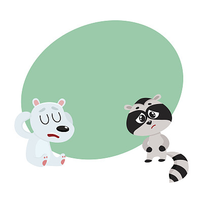 生病的浣熊和熊头痛，肚子疼图片下载