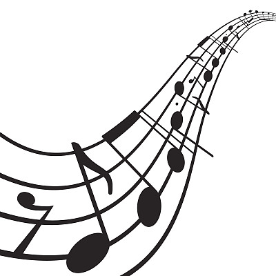 波浪形五线谱上的音符素材图片
