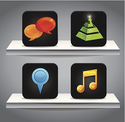 灰色的架子与计算机图标-矢量插图图片下载